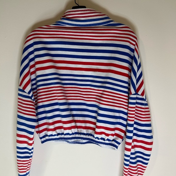Pepsi Striped Logo Cropped Sweatshirt Long Sleeves Red Blue Sz M - Picture 4 of 4